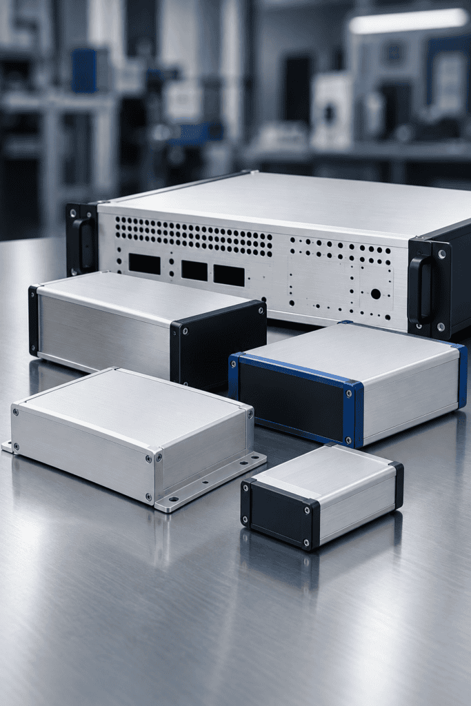 Brushed Aluminum Enclosures in Studio Light